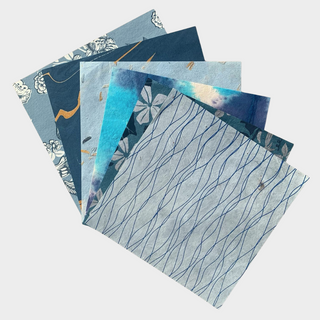 Gemengde papierset 15 x 15 cm - Blauwtinten