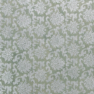 Lokta-papier met zeefdruk - Tibetan Lotus - zilver op groen