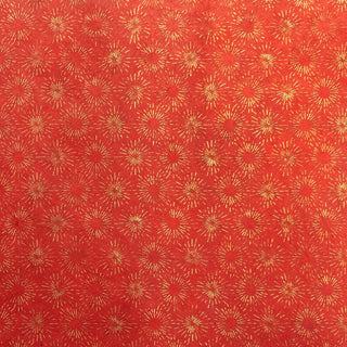 Lokta-papier met zeefdruk - Vuurwerk - goud op rood