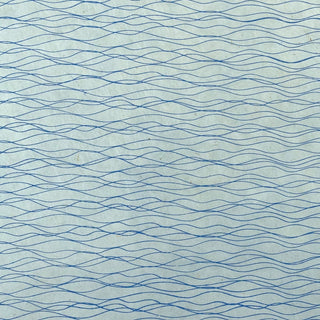 Lokta-papier met zeefdruk - Golven - blauw