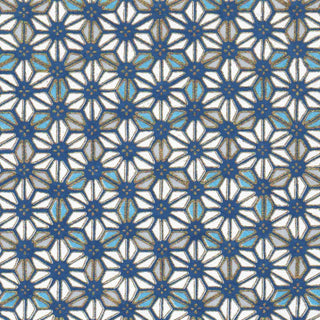 Yuzen washi met zeefdruk - Geometrisch blauw