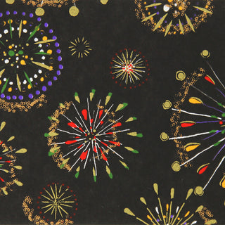 Yuzen washi met zeefdruk - Fireworks - zwart