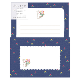 Schrijfset - Mino washi - Konijn met bloemen