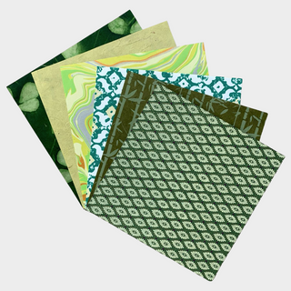 Set de papier mixte 15 x 15 cm - Tons verts 