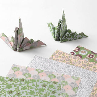 Origamipapier - Kyoto Green Flowers - 15 x 15 cm