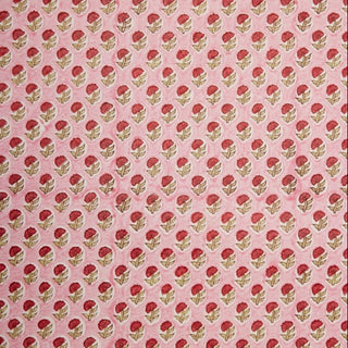 Katoenpapier met handblokprint - Madelief roze