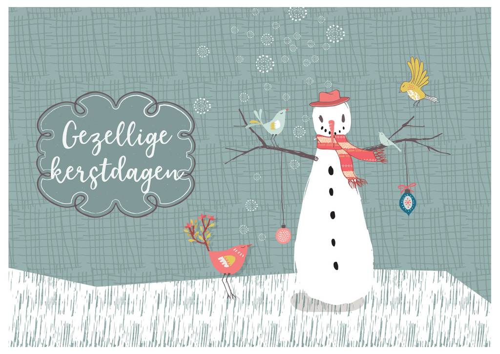 Postkaart - Holiday Happiness - Sneeuwman
